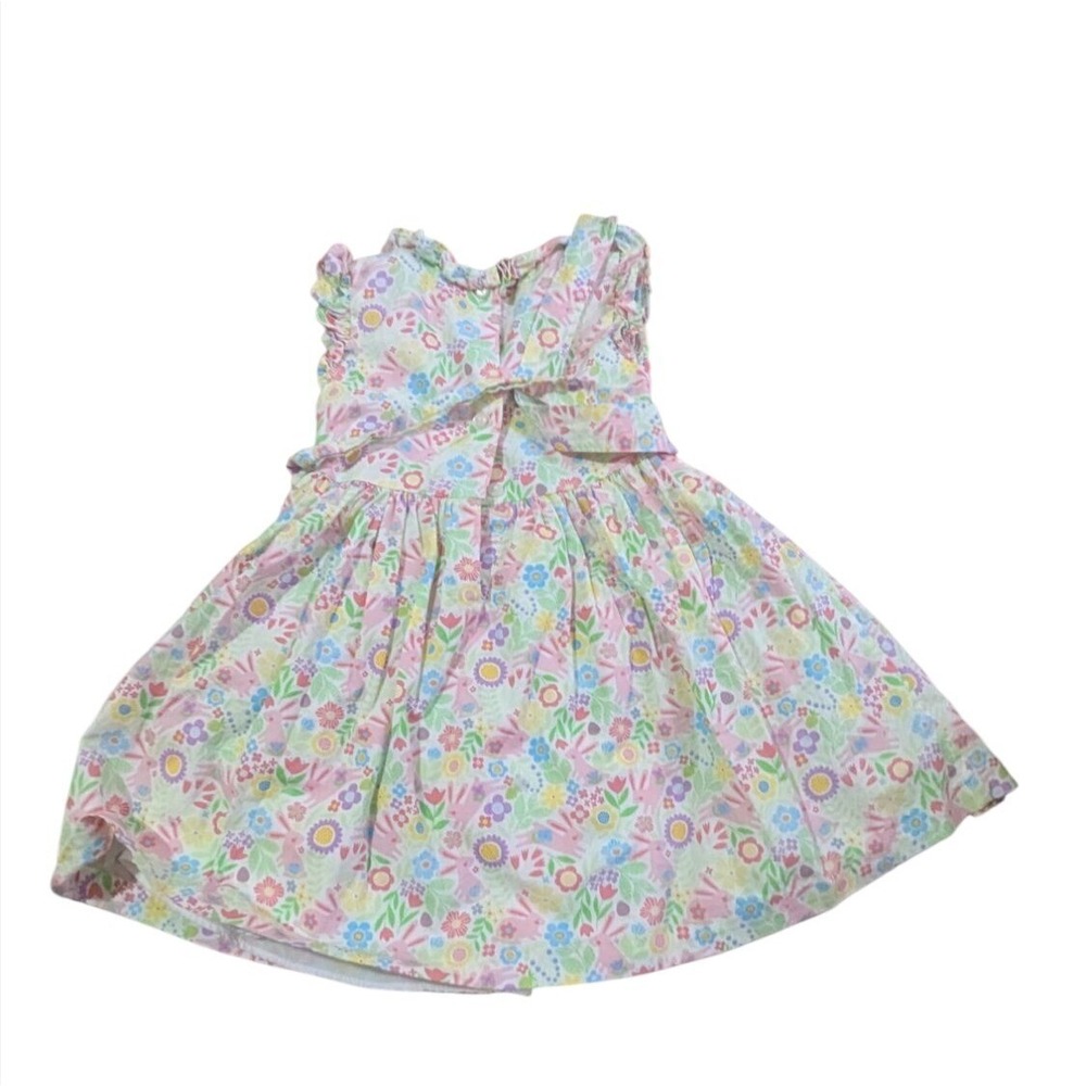 Bonnie Jean Girls Size 4 Floral Bunny Smocked Spring Dress Pastel Back‎ Bow 22in